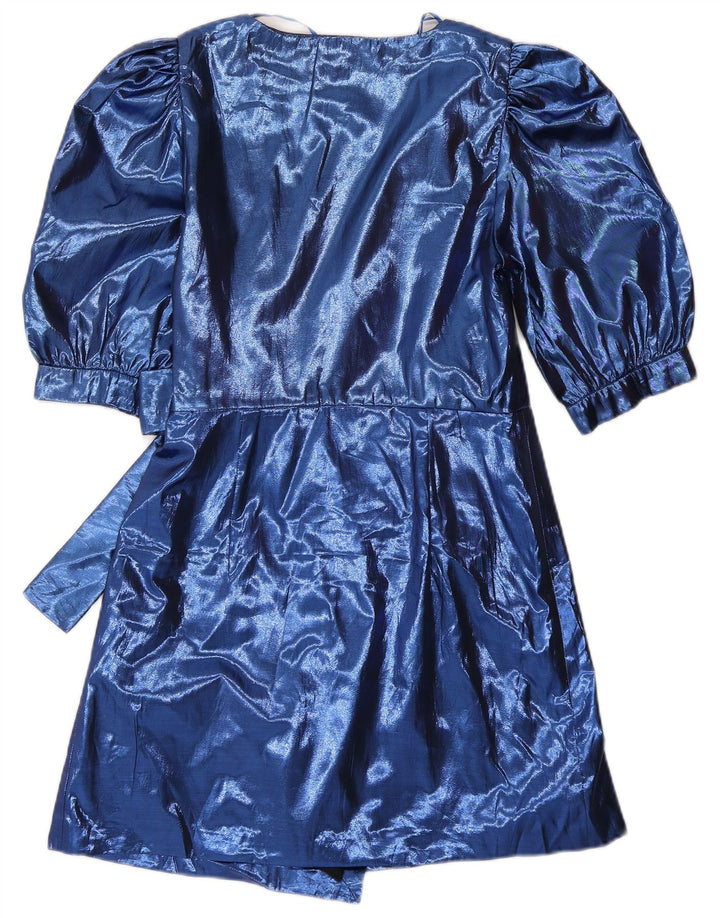 Zara Dame A-Line Kjole UK 8 Lille Blå Polyester