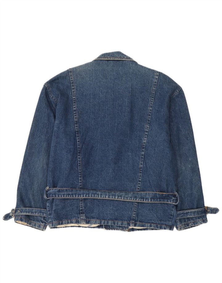 Vintage Herre Denim Biker Jacket UK 40 Large Blue