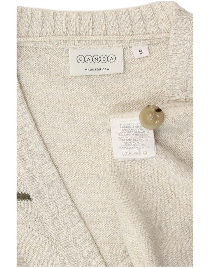 Canda Cardigan Sweater til mænd, lille råhvid geometrisk bomuld