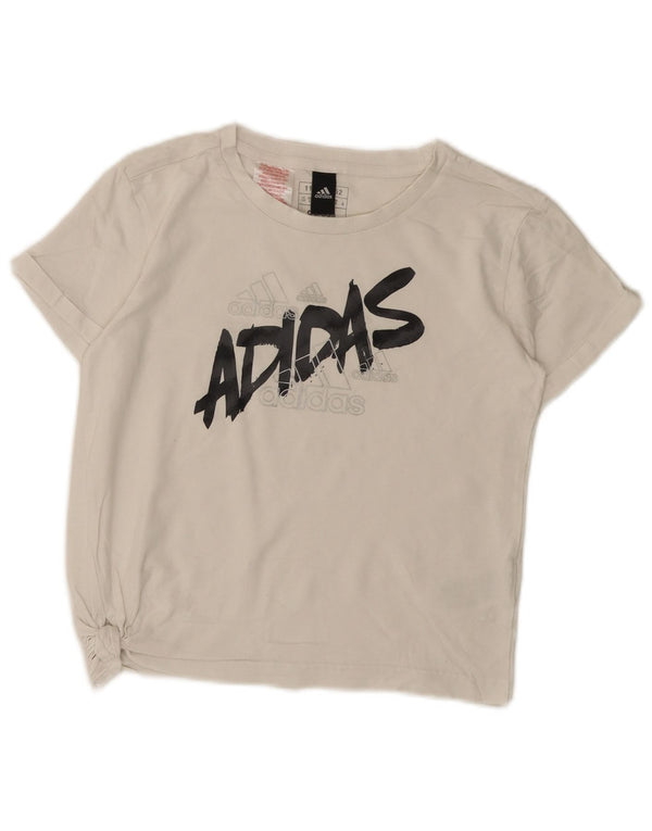 Adidas piger grafisk t-shirt top 11-12 år hvid bomuld