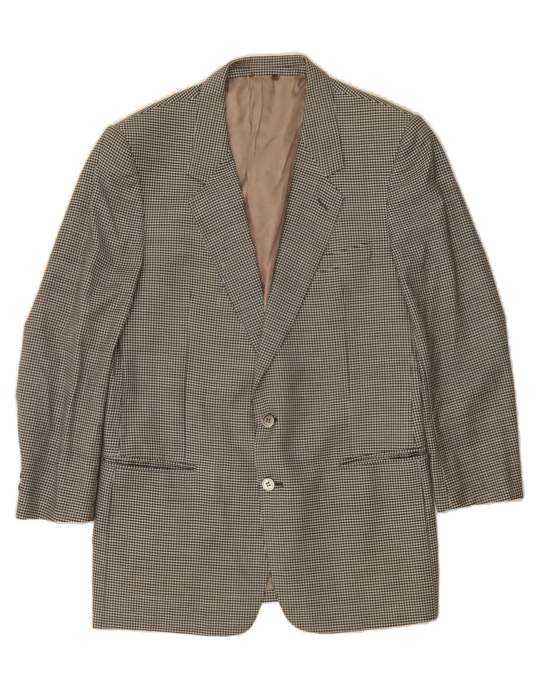 BORSALINO Mens 2 Button Blazer Jacket UK 36 Small Grey Gingham Wool Vintage Borsalino and Second-Hand Borsalino from Messina Hembry 