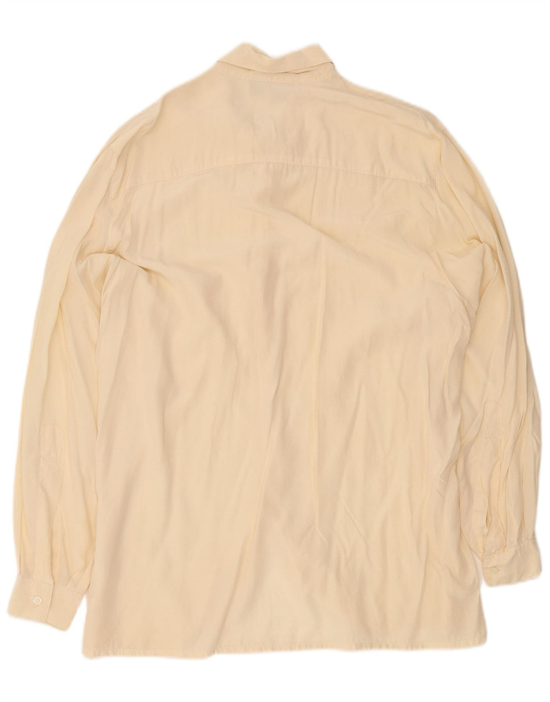 Vintage Dame Longline Oversized skjortebluse EU 44 XL Beige Silke
