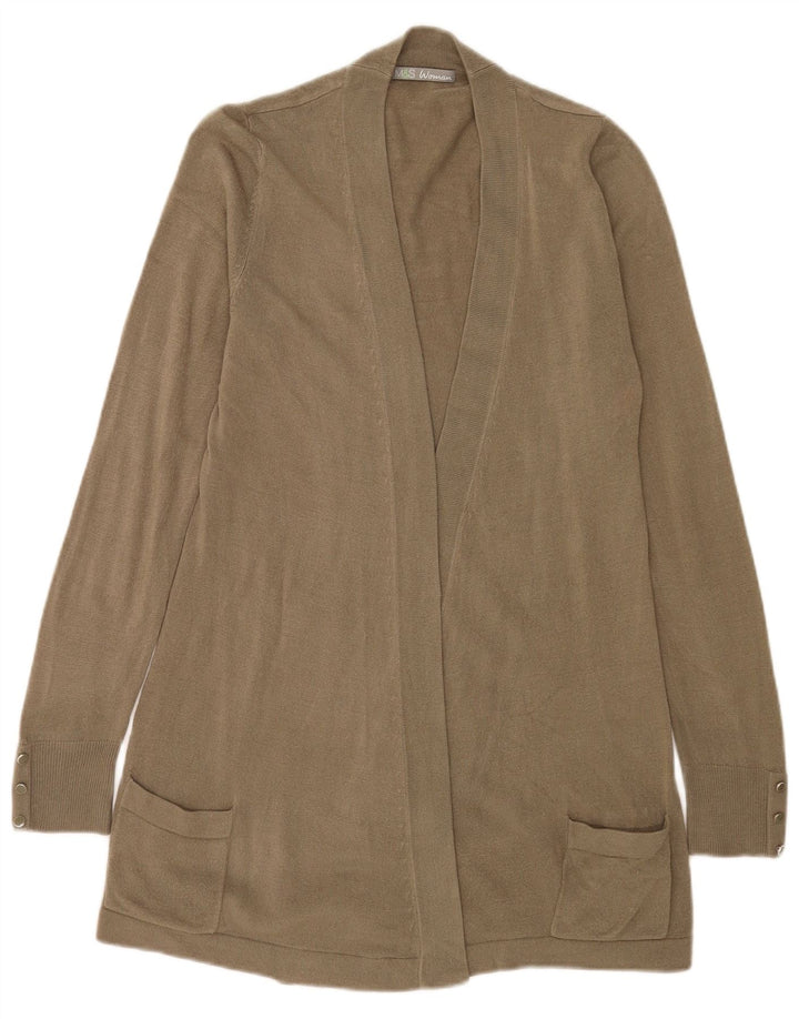 Marks & Spencer Dame Longline Open Cardigan Sweater UK 14 Medium Khaki