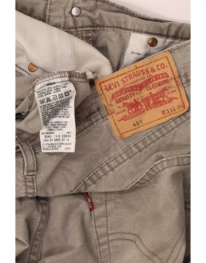 Levi's Herre 401 Straight Jeans W33 L28 Grå Bomuld