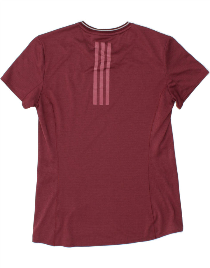 ADIDAS Womens T-Shirt Top UK 12/14 Medium Burgundy Polyester Vintage Adidas and Second-Hand Adidas from Messina Hembry 