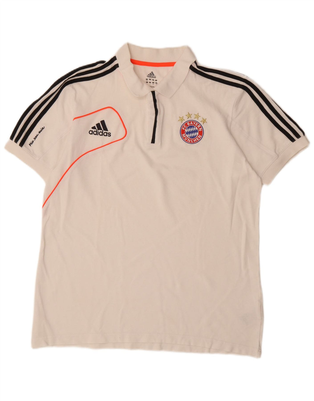 ADIDAS Herre FC Bayern Munchen polotrøje UK 44/46 Stor hvid bomuld