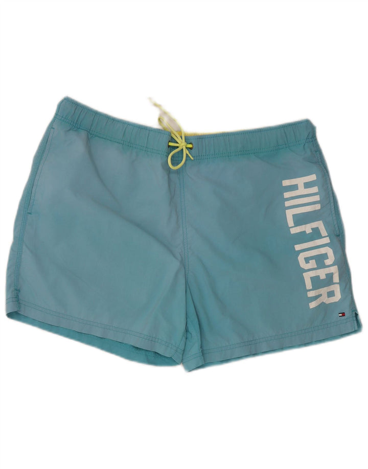 Tommy Hilfiger Herre grafiske svømmeshorts XL Blå Nylon