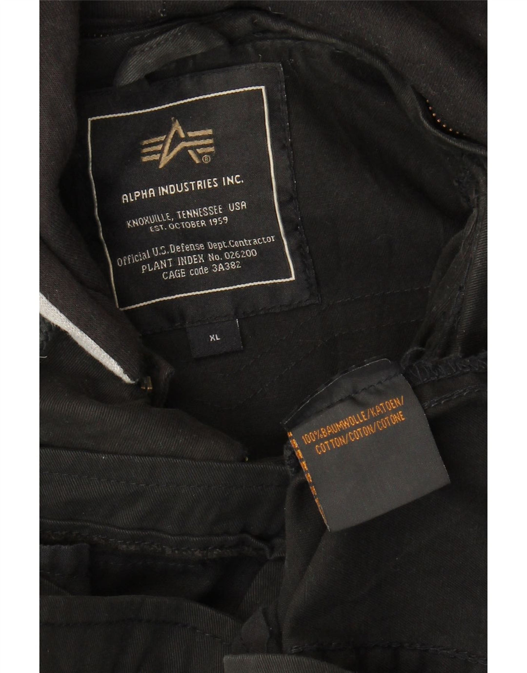 Alpha Industries Militærjakke med hætte til mænd UK 42 XL Sort bomuld
