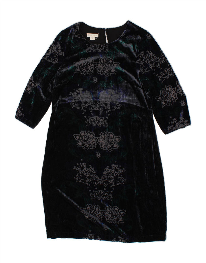 MONSOON Womens Sheath Dress UK 8 Small  Black Floral Polyester Vintage Monsoon and Second-Hand Monsoon from Messina Hembry 