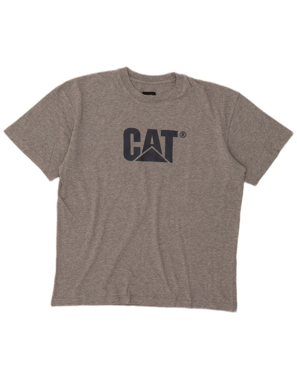 CAT Mens Graphic T-Shirt Top XL Grey Cotton