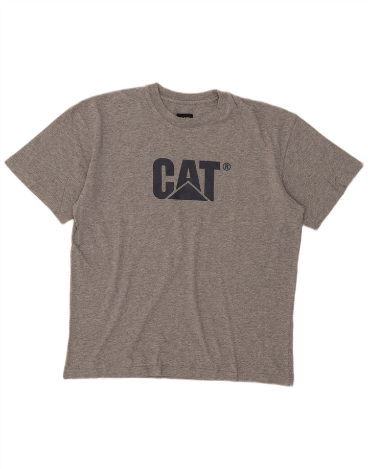 CAT Herre grafisk T-shirt Top XL Grå Bomuld
