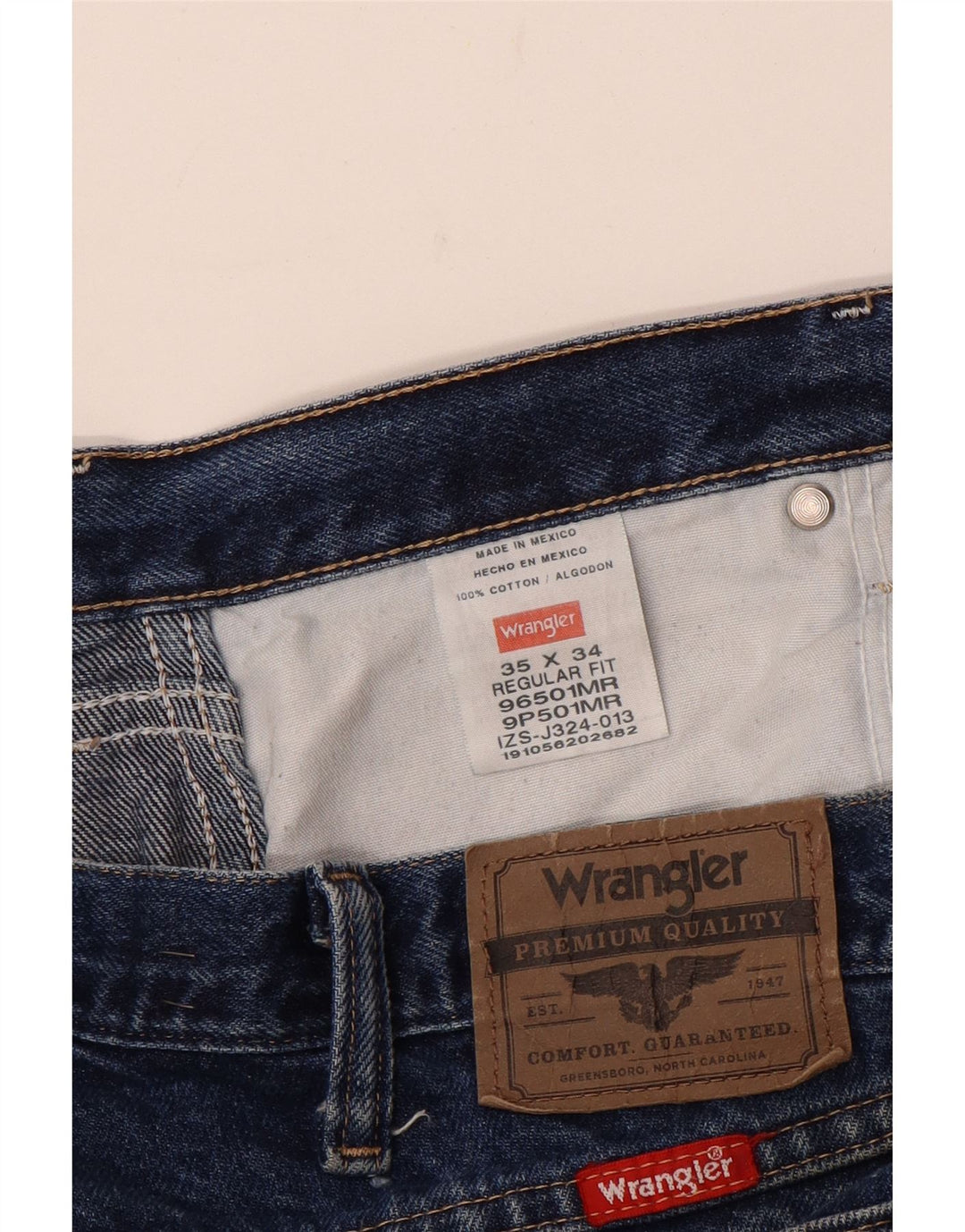Wrangler Herre Regular Fit Straight Jeans W35 L30 Blå Bomuld