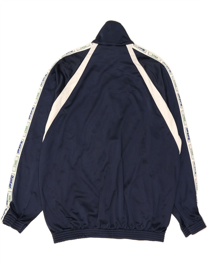 VINTAGE Mens Graphic Tracksuit Top Jacket XL Navy Blue Colourblock Vintage Vintage and Second-Hand Vintage from Messina Hembry 