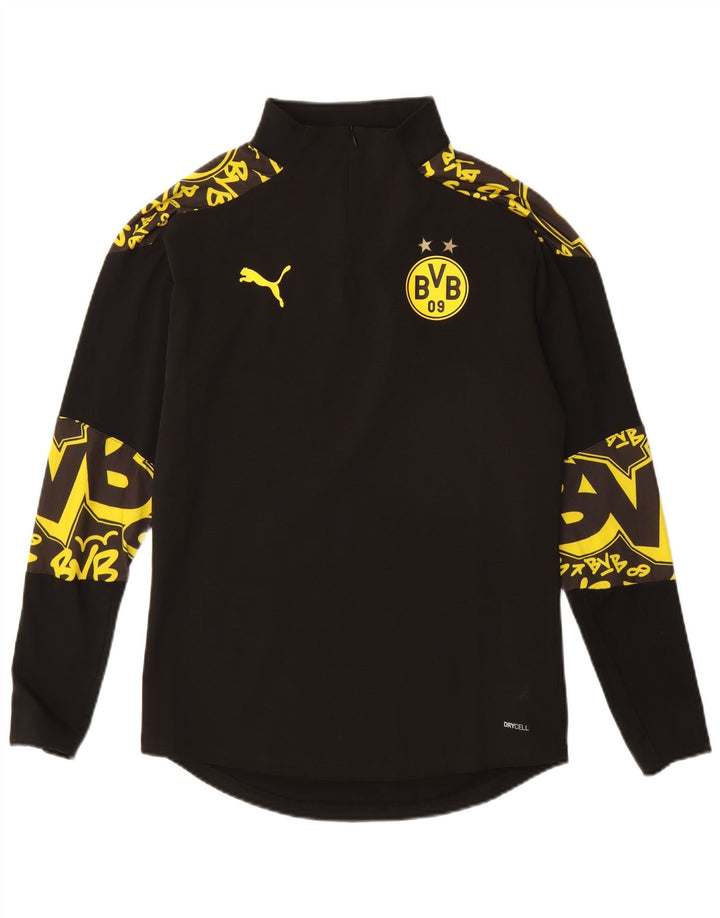 Puma Herre BVB Dortmund Grafisk Zip Neck Pullover Træningsdragt Top Lille Sort