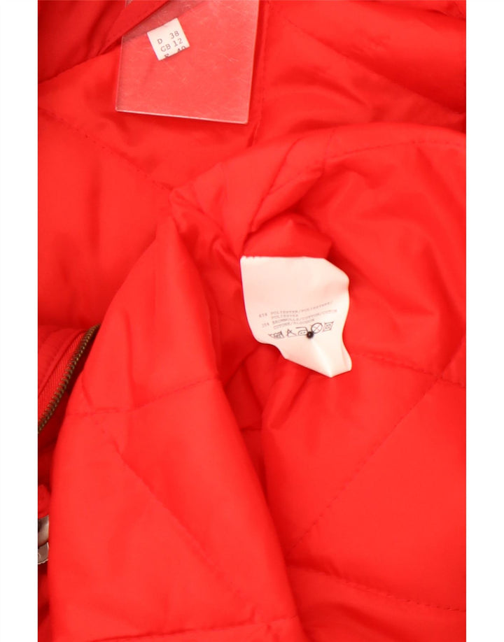 VINTAGE vindjakke med hætte til kvinder UK 12 Medium Rød Polyester