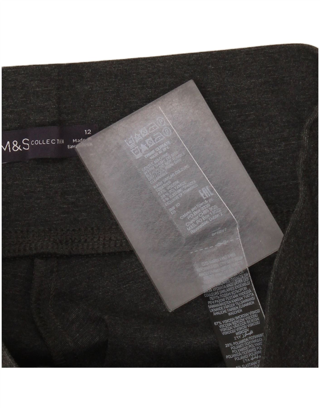 Marks & Spencer Womens Crop Leggings UK 12 Medium Grey Viscose
