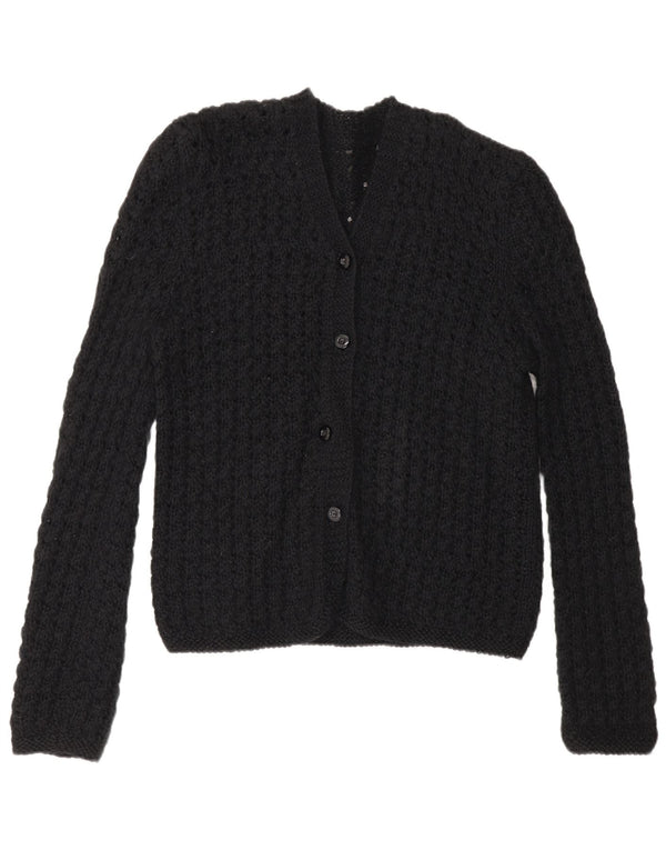 Vintage Dame Se Through Hæklet Cardigan Sweater UK 14 Medium Black