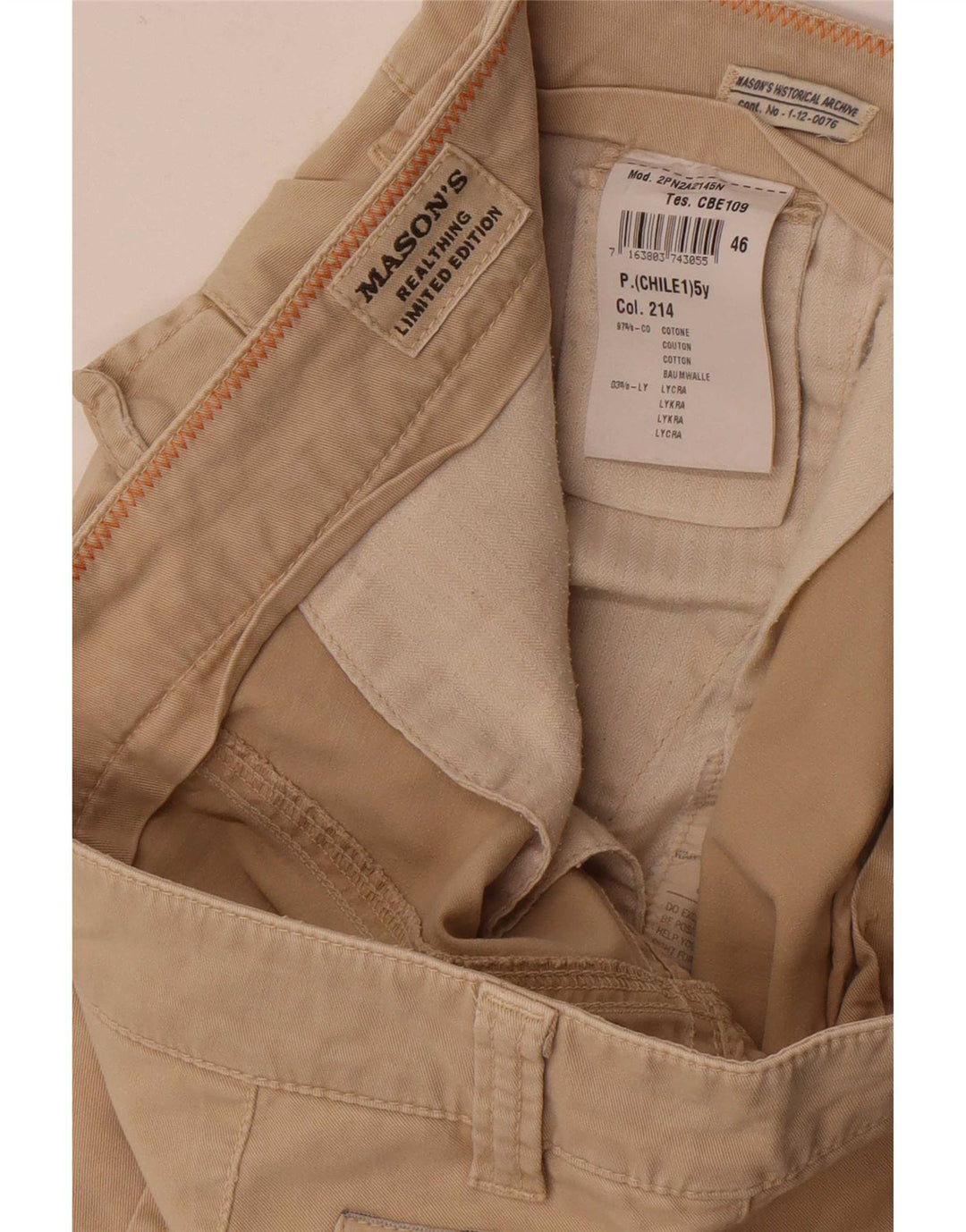 Mason's Herre Slim Cargo Bukser W31 L34 Beige Bomuld