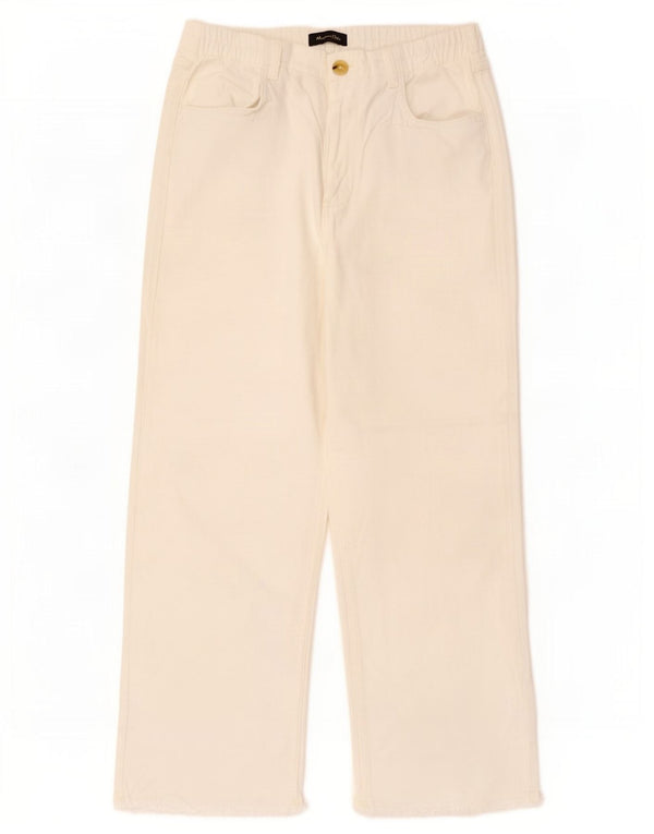 Massimo Dutti Dame Højhøjde Løse Jeans EU 38 Small W28 L26 Off White