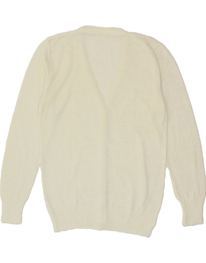 VINTAGE Womens Cardigan Sweater UK 12 Medium White Vintage Vintage and Second-Hand Vintage from Messina Hembry 