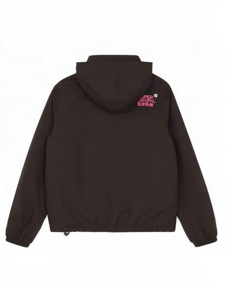 Superdry Windcheater Graphic Windbreaker Jacket UK 16 Large Black