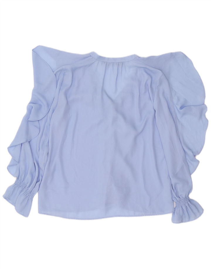 ZARA Dame Flæse Front Shirt Bluse UK 14 Medium Blue