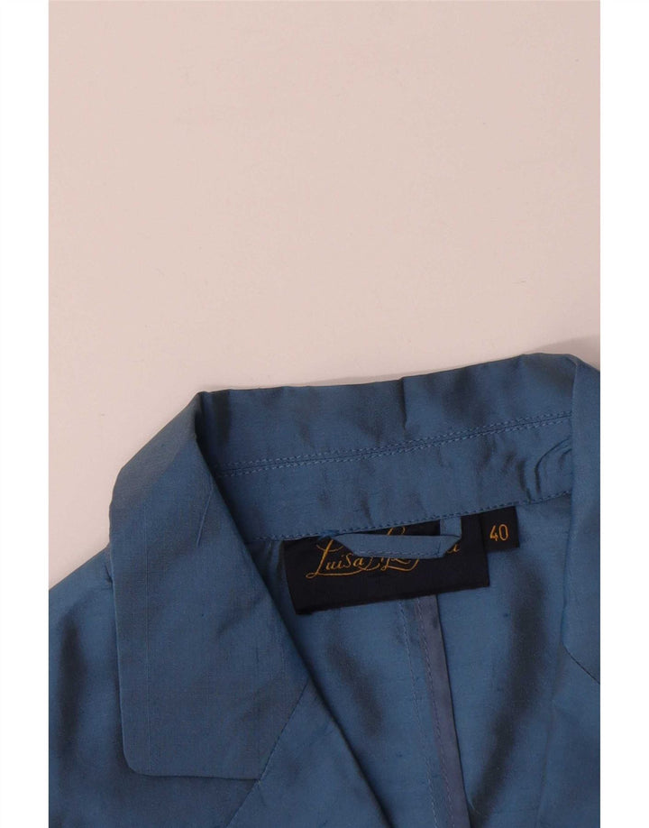 Luisa Spagnoli Dame 3 Button Blazer Jacket IT 40 Small Blue Silk