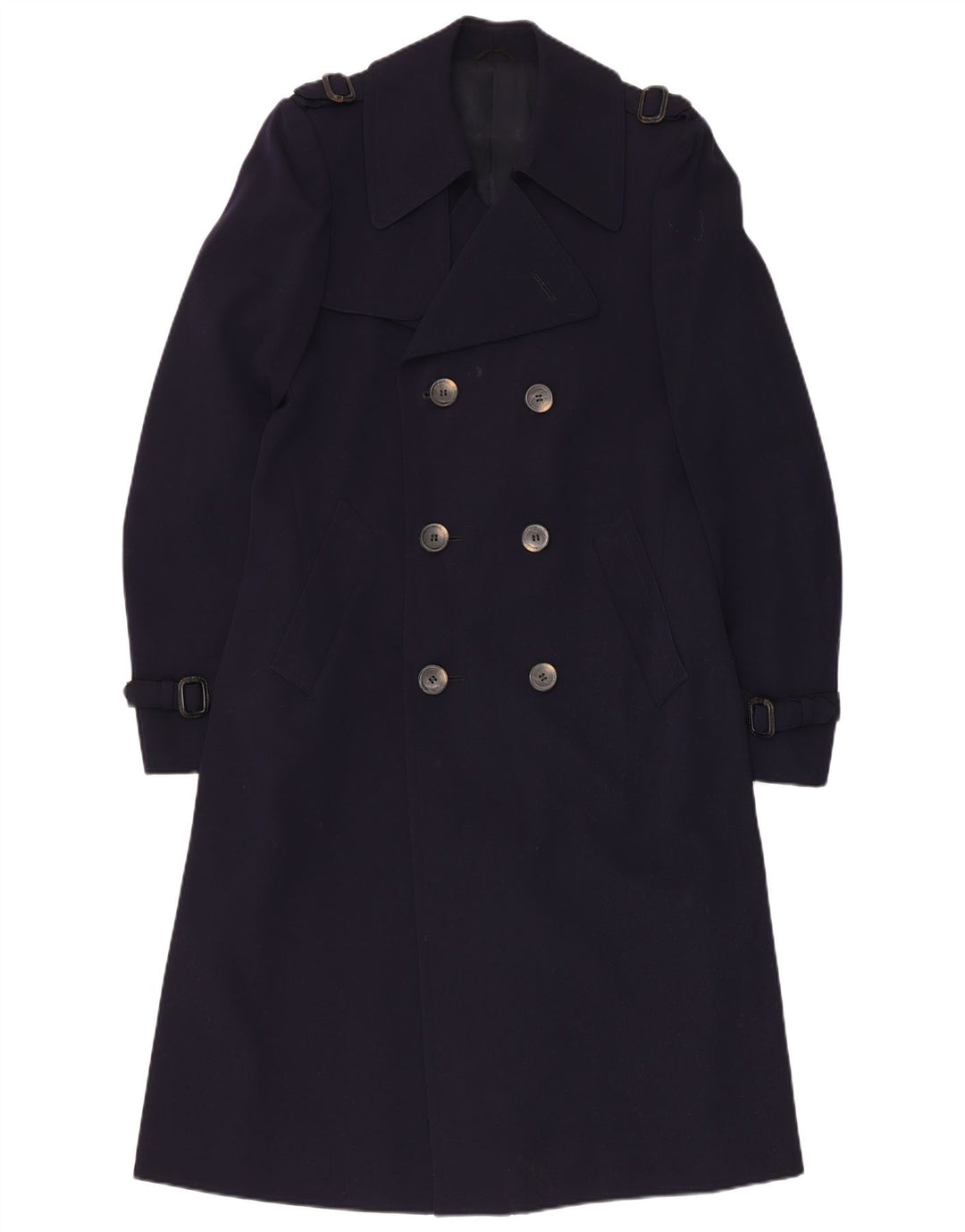 Chantal Womens Trench Coat UK 12 Medium Navy Blue Virgin Wool