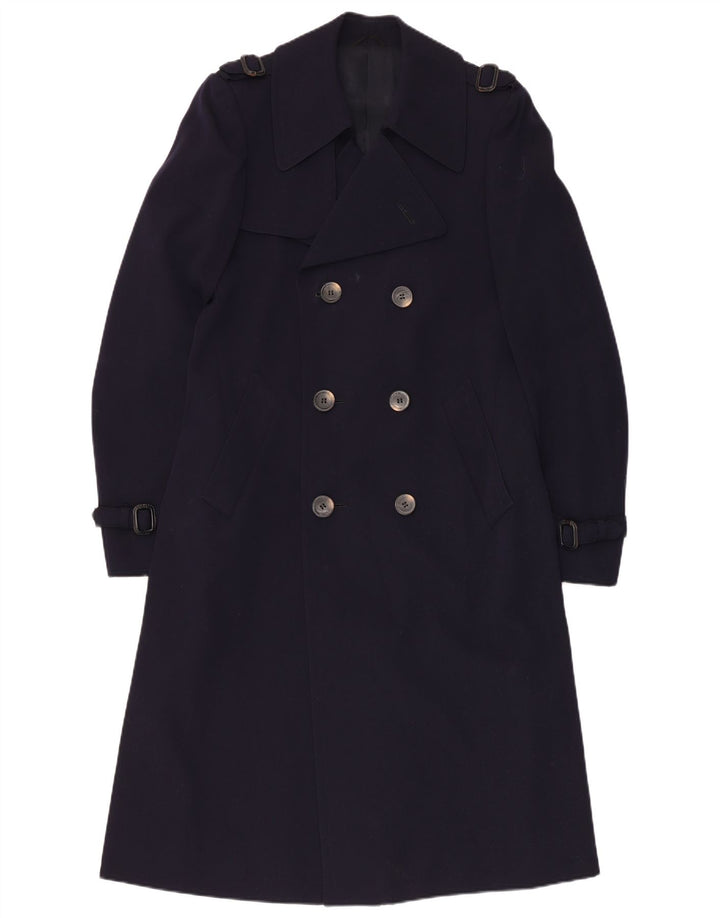 Chantal Womens Trench Coat UK 12 Medium Navy Blue Virgin Wool