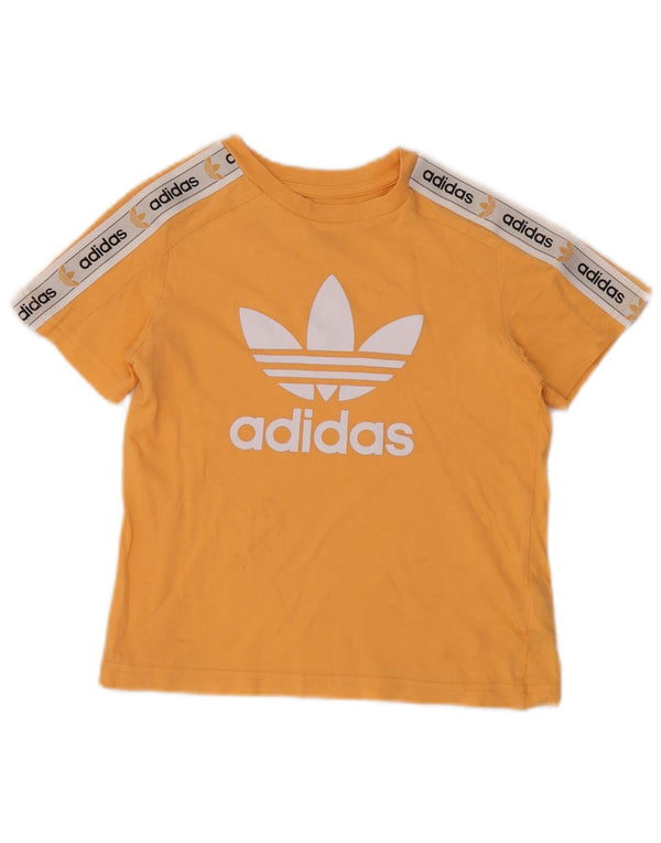Adidas piger grafisk t-shirt top 6-7 år gul colourblock bomuld