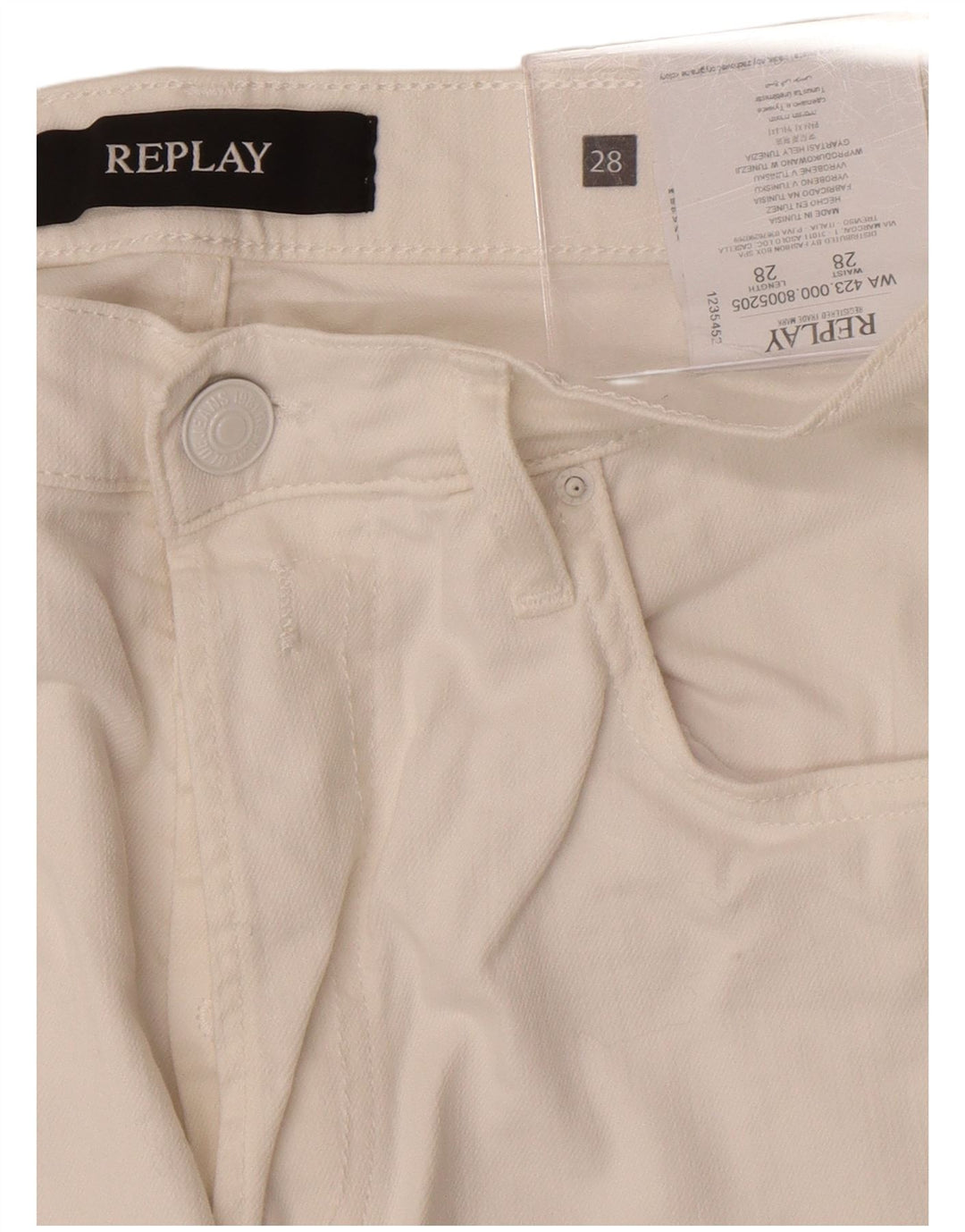 Replay Dame Straight Jeans W28 L29 Hvid Bomuld