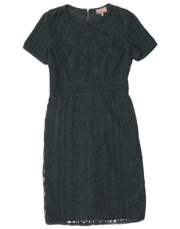 Phase Eight Womens Lace Sheath Dress UK 10 Small Green Floral Polyester