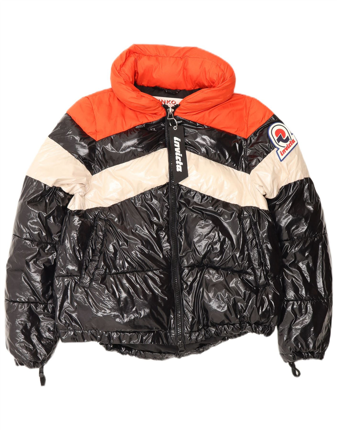Pinko Kvinders Grafisk Oversized Polstret Jakke UK 6 XS Sort Colourblock