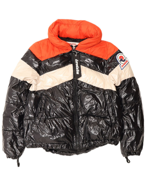 Pinko Kvinders Grafisk Oversized Polstret Jakke UK 6 XS Sort Colourblock