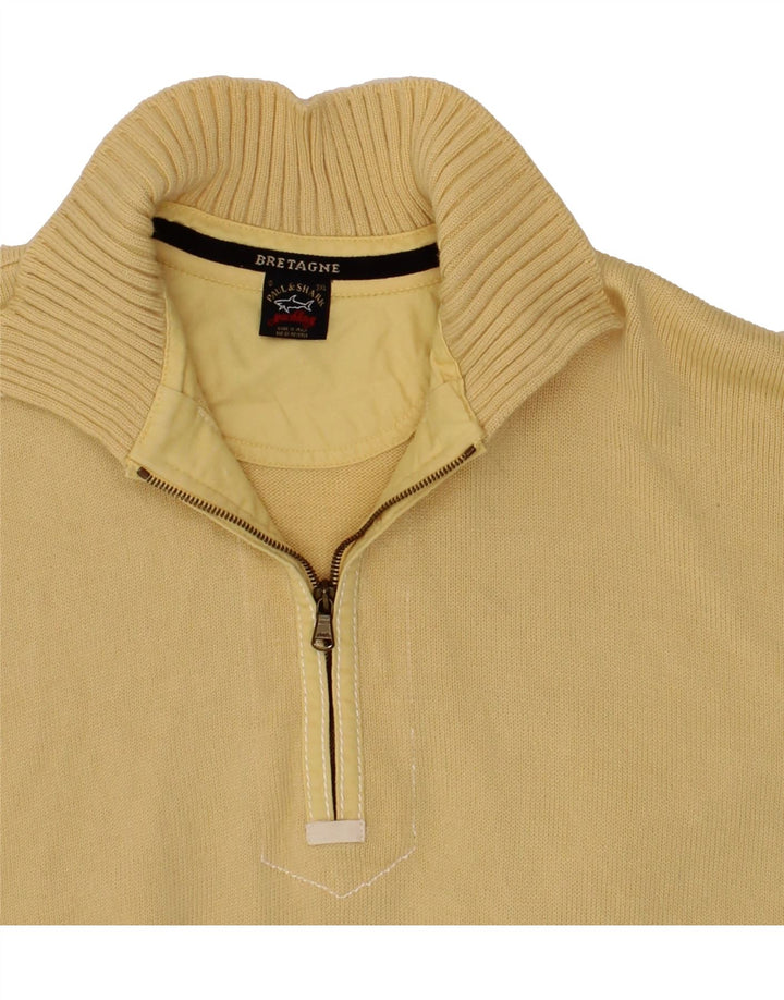 PAUL & SHARK Herre Zip Neck Jumper Sweater 3XL Gul Uld