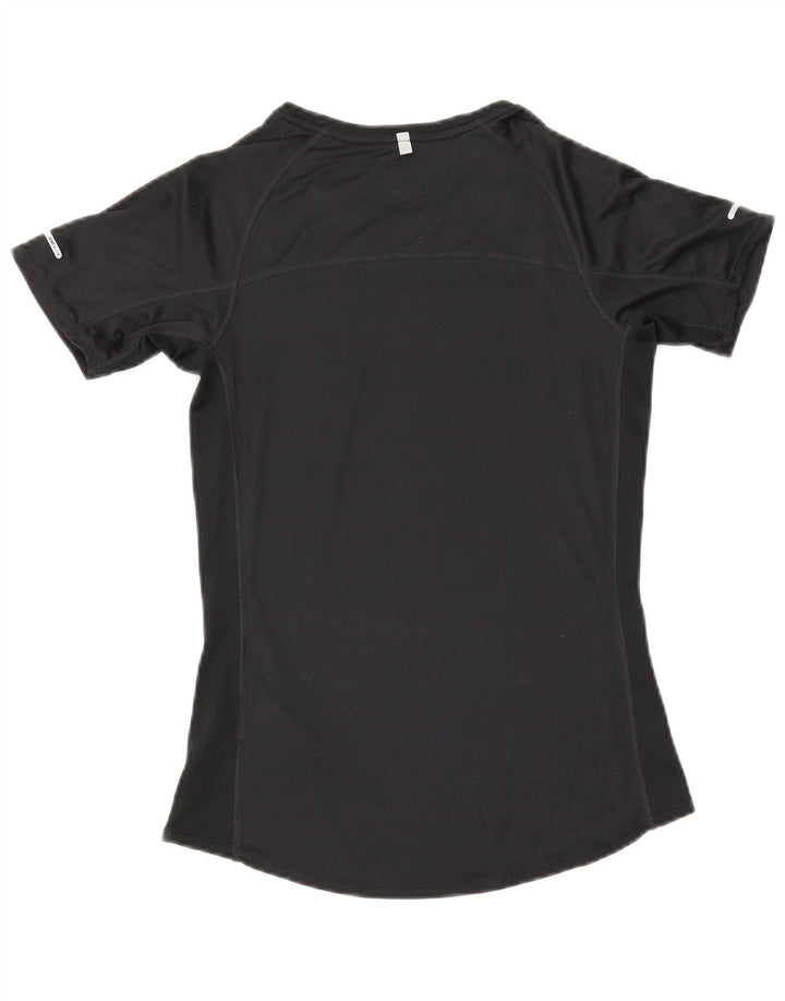 Nike Dame Dri Fit T-Shirt Top UK 10 Small Black Polyester