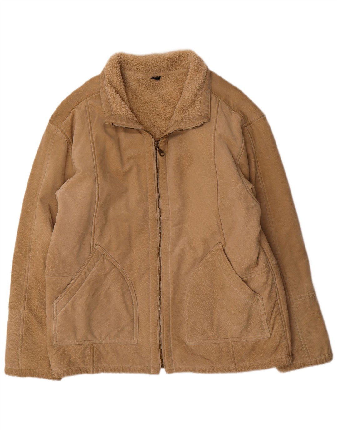 Vintage Herre Bomber Shearling Jacket UK 38 Medium Beige Shearling