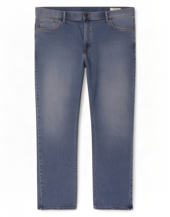 Marks & Spencer Herre Regular Straight Jeans W44 L31 Blå Bomuld