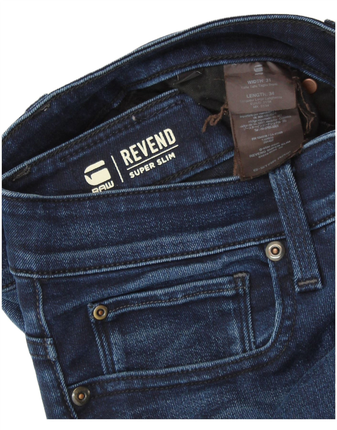 G-STAR Dame Revend Super Slim Jeans W31 L34 Marineblå Bomuld