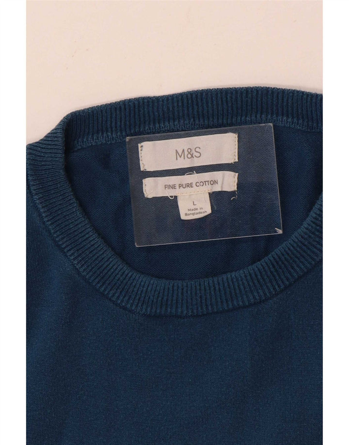 Marks & Spencer Herre sweater med rund hals, stor blå bomuld