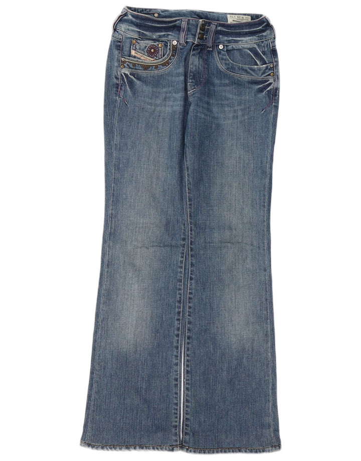 DIESEL Dame Ronhar Bootcut Jeans W26 L30 Blå Bomuld