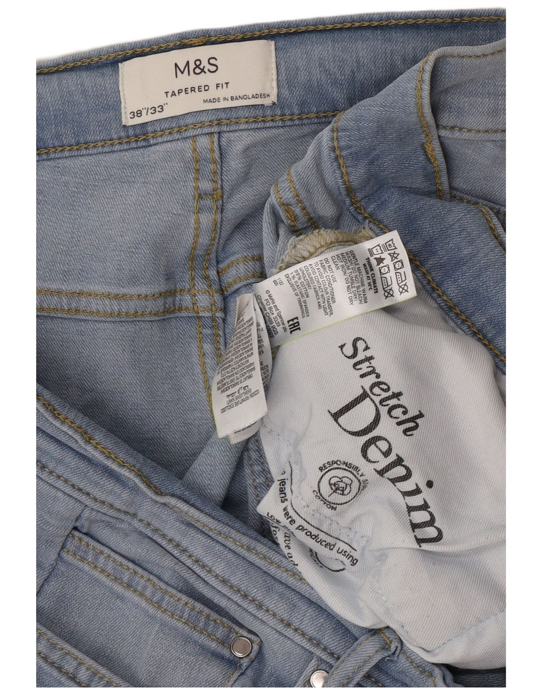 Marks & Spencer Herre tilspidsede jeans W38 L30 Blå Bomuld