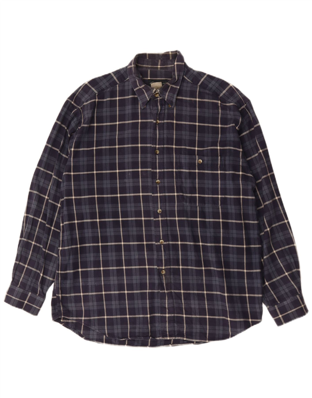 Eddie Bauer Herre flannelskjorte Stor marineblå ternet bomuld