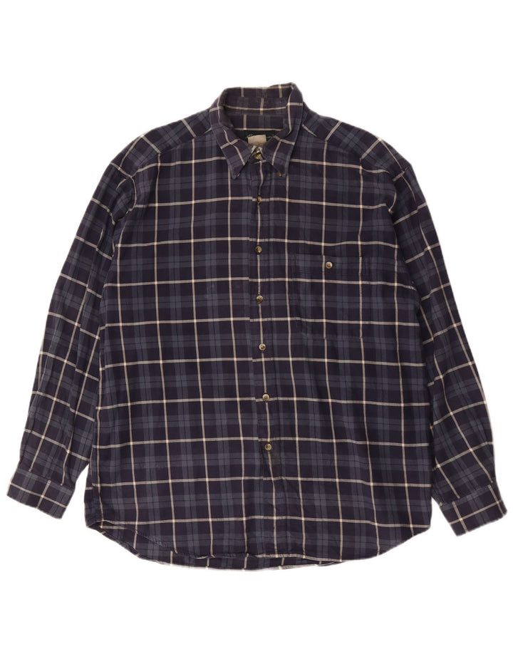 Eddie Bauer Herre flannelskjorte Stor marineblå ternet bomuld