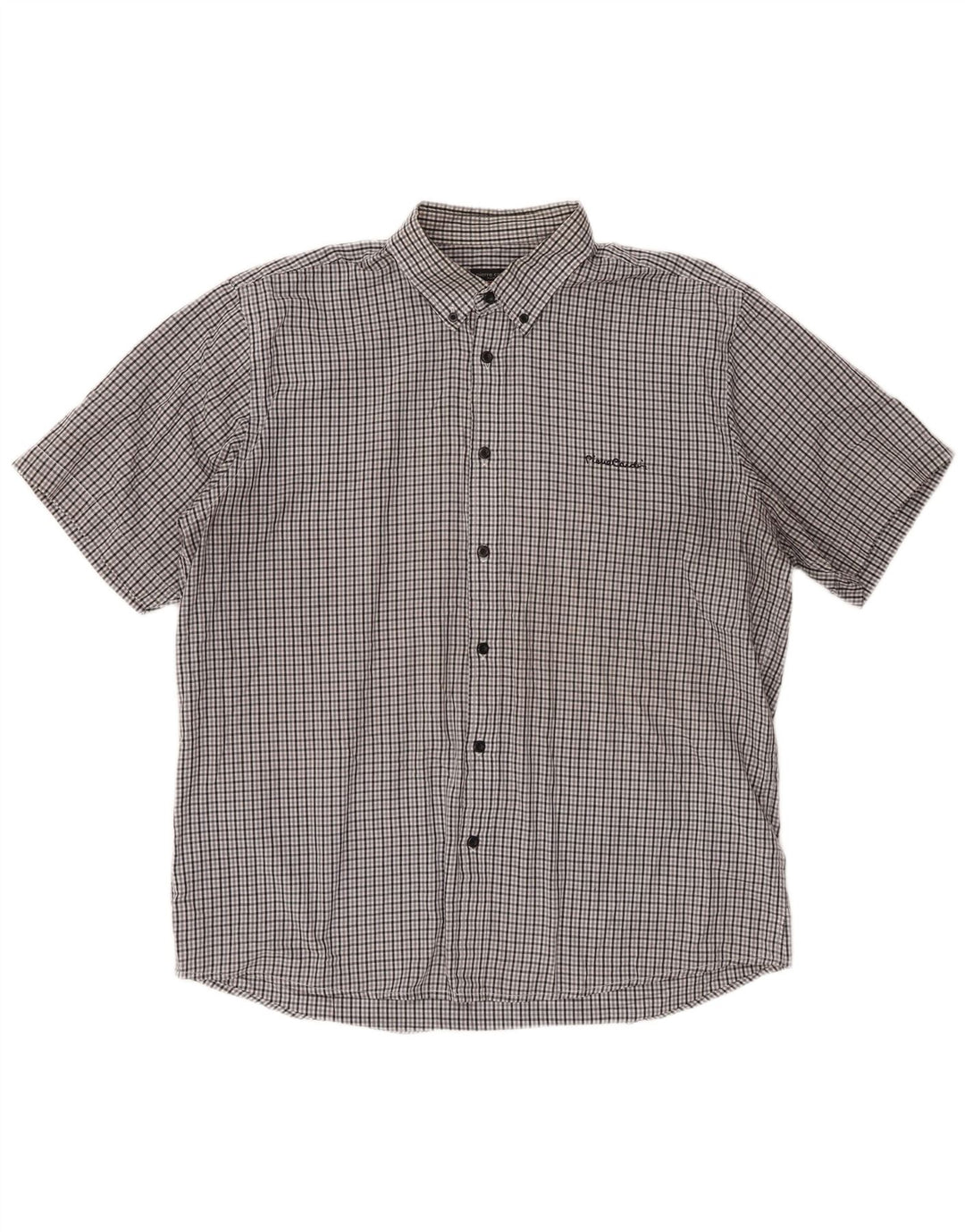 PIERRE CARDIN Herre Regular Fit kortærmet skjorte 2XL grå ternet polyester
