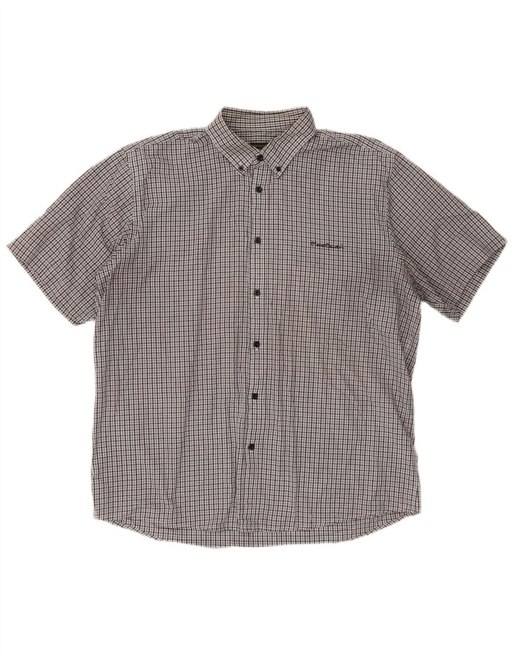 PIERRE CARDIN Herre Regular Fit kortærmet skjorte 2XL grå ternet polyester
