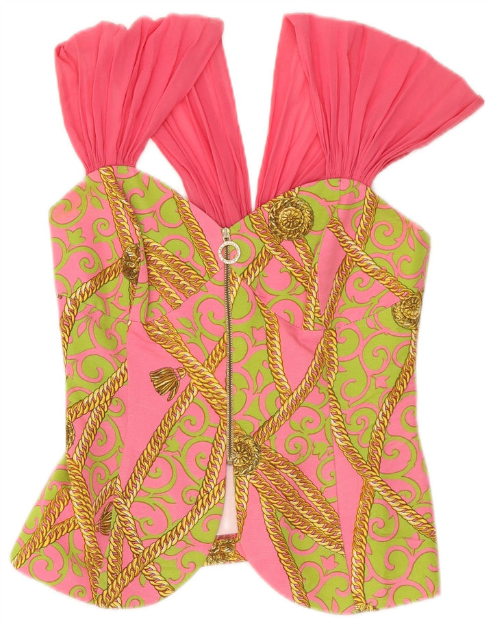 Vintage Kvinders grafisk 2-delt nederdelsæt IT 44 Medium W28 Pink Paisley