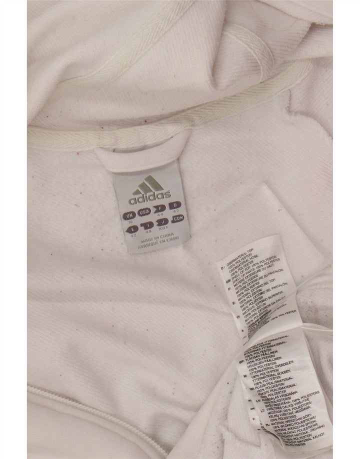 Adidas Dame Crop Hættetrøje Sweater UK 16 Stor Hvid Polyester