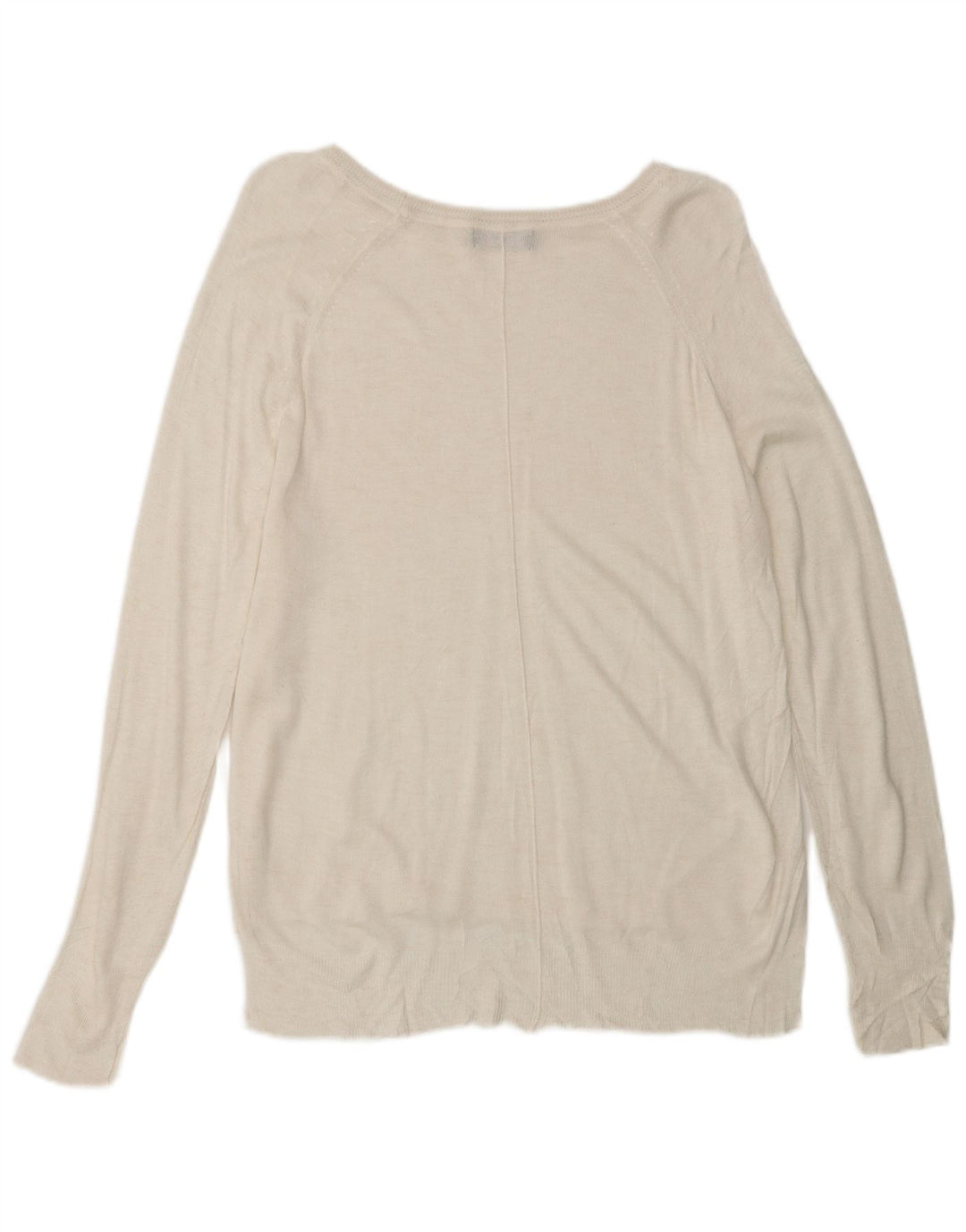 ZARA Dame Boat Neck Jumper Sweater UK 14 Medium White