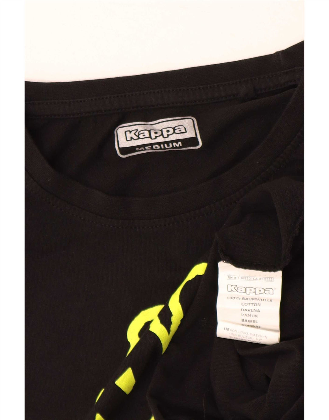 Kappa Herre Grafisk T-Shirt Top Medium Sort Bomuld